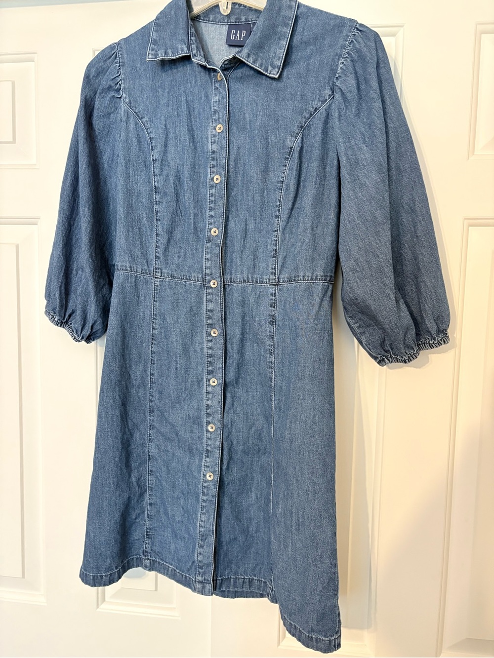 GAP Women’s Blue Denim Button-Front Dress